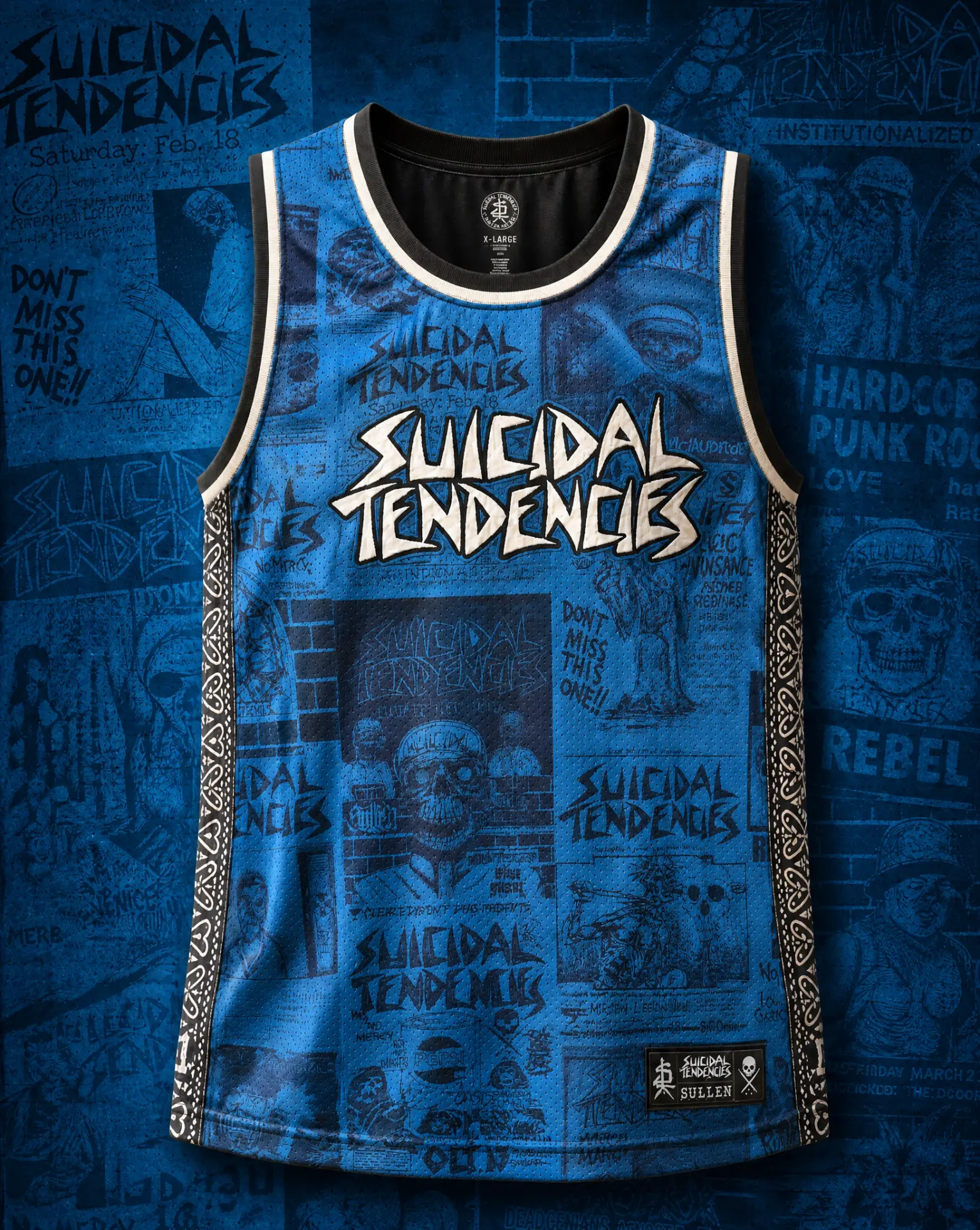 ST Mesh Jersey — Blue — all-over flyer print