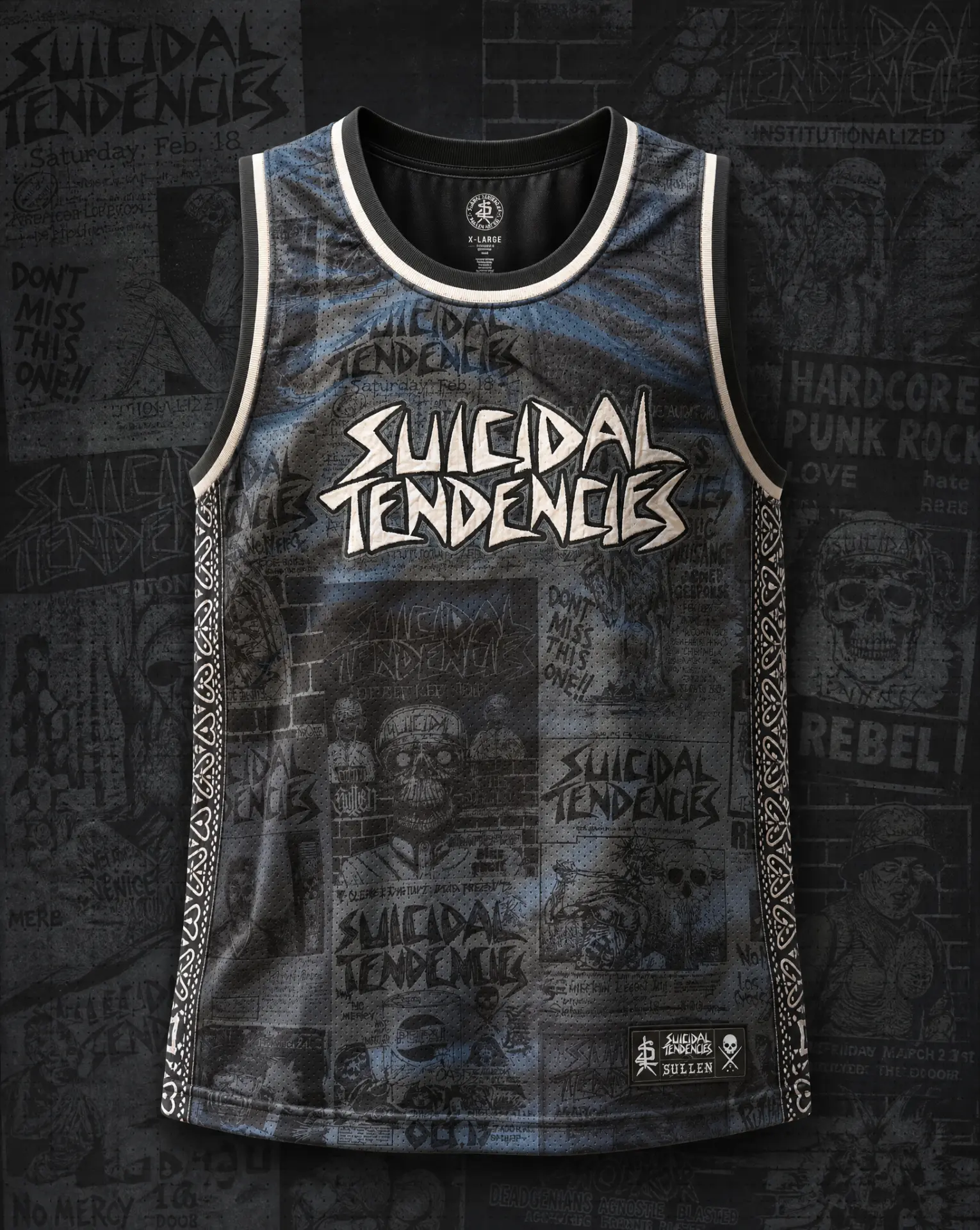 ST Mesh Jersey — Black — all-over flyer print